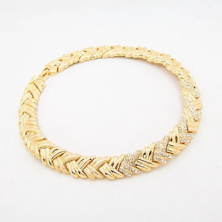 Ewelry para mulheres moda conjunto de jóias de cristal 18k banhado a ouro strass cristal claro colar brincos acessórios presentes para pr