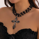 z na moda goth grande cruz pingente colar elegante encantador imitação de pérola mulher gargantilha y2k pescoço jóias acessórios