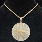 Masculino feminino hip hop pingente redondo colar com 13mm cristal cubano corrente gelado para fora bling hiphop colares moda charme jóias