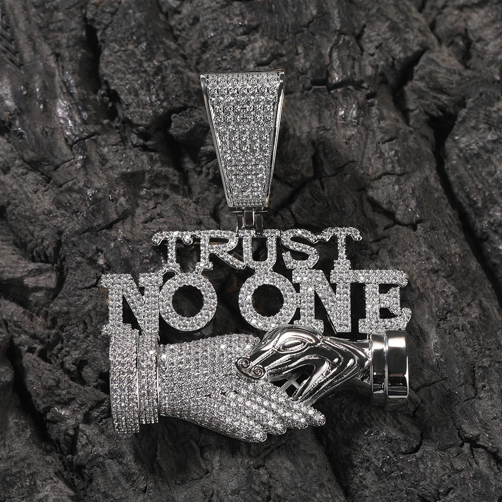 Uwin Trust NO One Pingente Acessórios Punk Gargantilha Homens Hiphop Full Iced Out Colar Homens Corrente Jóias Presente