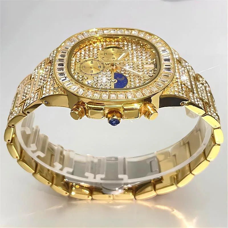 Relógio Masculino Moderno com Brilhantes