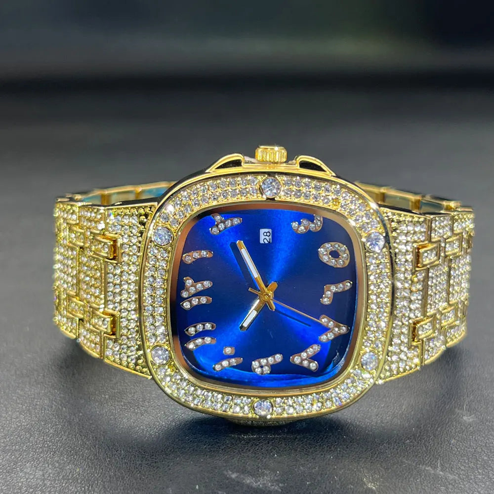 Relógio Brilhante com Fundo Azul