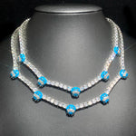 Colar gelado Bling Iceman para homens e mulheres, corrente de tênis, charme de expressão de esmalte azul, jóias Hip Hop, 5mm, CZ, moda, novo, 2024