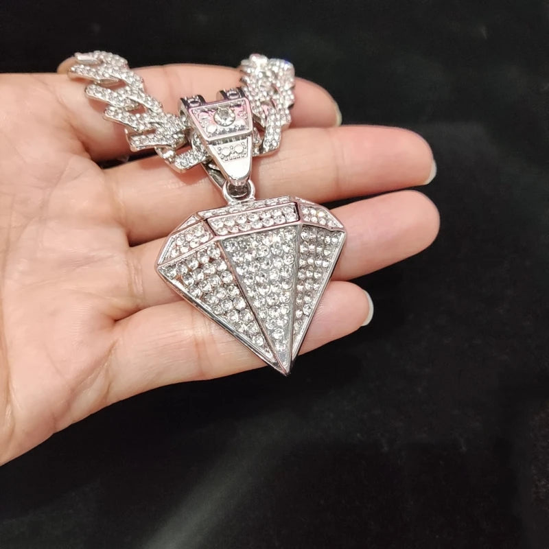 Masculino feminino hip hop cônico pingente colar com 14mm corrente cubana hiphop gelado pingentes colares moda punk jóias presentes