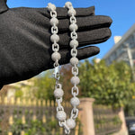 Corrente de bola gelada com letra bolha para homens, colar gargantilha micro pave, joias da moda hip hop, encantos bling