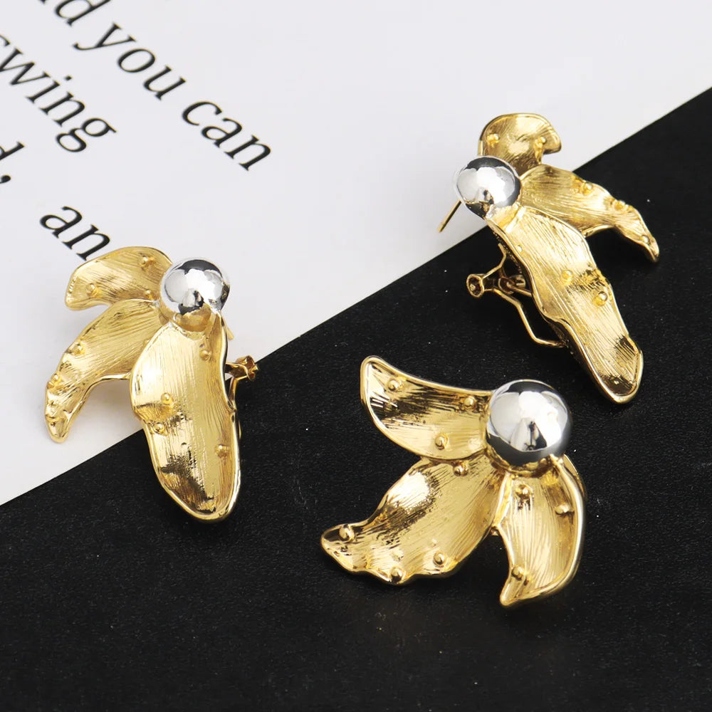 Luxo cor de ouro 4 pçs conjunto de jóias femininas nigeria moda forma borboleta colar brinco pulseira anel para festa africana casamento