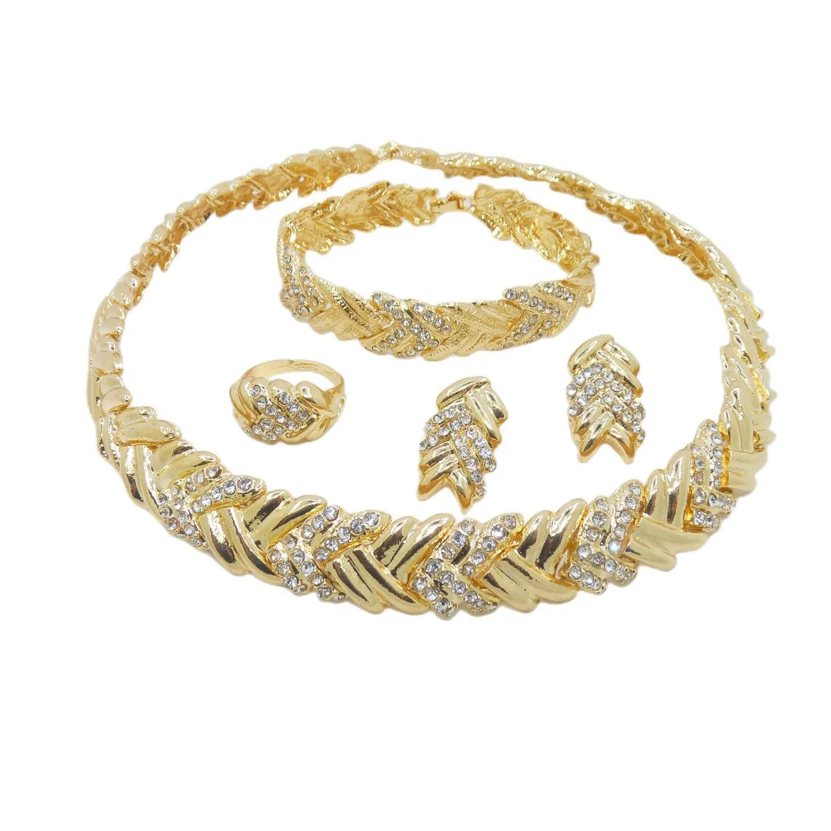 Ewelry para mulheres moda conjunto de jóias de cristal 18k banhado a ouro strass cristal claro colar brincos acessórios presentes para pr