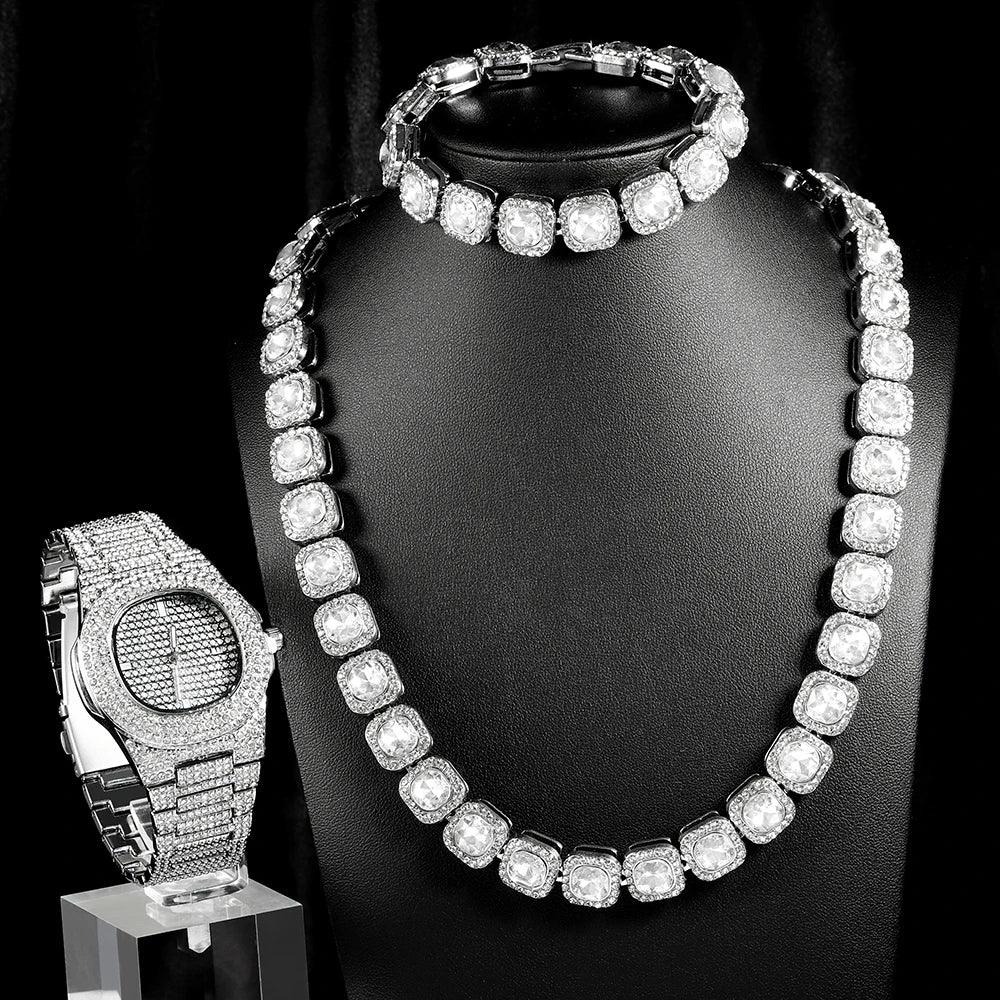 Conjunto Cravejado Cubos Com 3 Peças