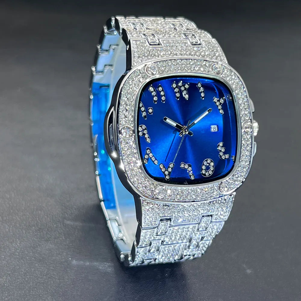 Relógio Brilhante com Fundo Azul