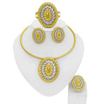 Conjunto de jóias banhado a ouro 18k para mulheres, brincos pingentes, gola redonda, Nigéria Wedding Festival Gift, estilo clássico