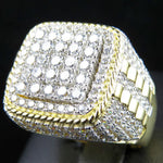 Huitan na moda hip hop rock anel masculino para festa luz cor de ouro completo bling gelado para fora cúbico micro pavimentado cz anéis presente jóias