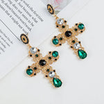 Nova chegada do vintage preto rosa cristal cruz brincos para mulheres barroco boêmio grandes brincos longos jóias brincos 2023