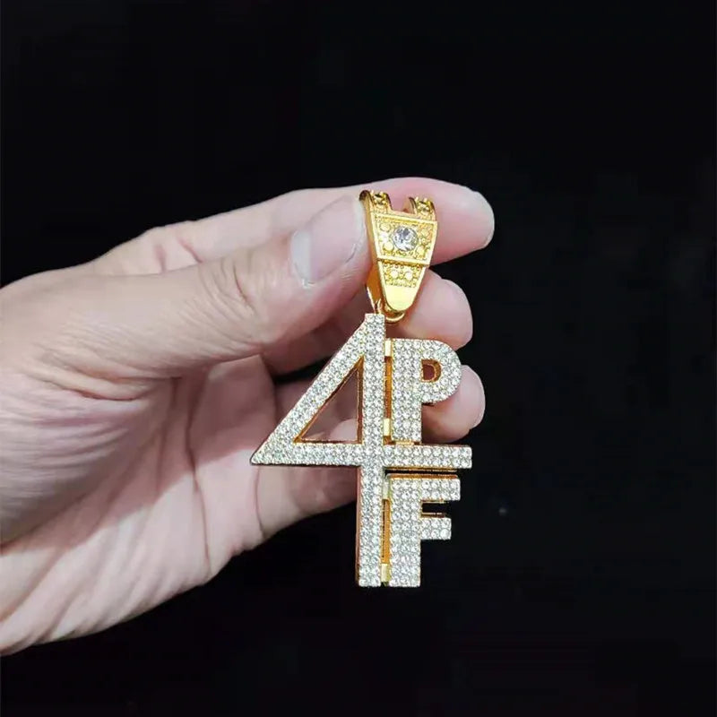 Masculino feminino hip hop 4pf carta pingente colar miami corrente cubana gelado para fora bling hiphop colares moda charme jóias