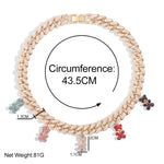 Hip hop personalidade cor de ouro cubana link corrente colar para mulheres menina gelado cristal acrílico urso pingente colar jóias