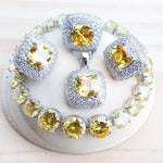 Conjuntos de joias de noiva femininas de zircônia roxa prata 925 joias finas de fantasia brincos de casamento anéis pulseiras colar com pingente