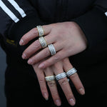 Novo ouro prata cor retângulo zircão anéis gelado retângulo cz charme zircônia cúbica moda masculina anéis hip hop jóias