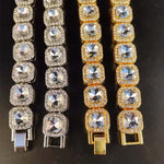 Iced Out Bling Hip Hop Colar de Corrente para Homens e Mulheres, Moda Charme Jóias, 12.5mm Largura Cadeia Quadrada