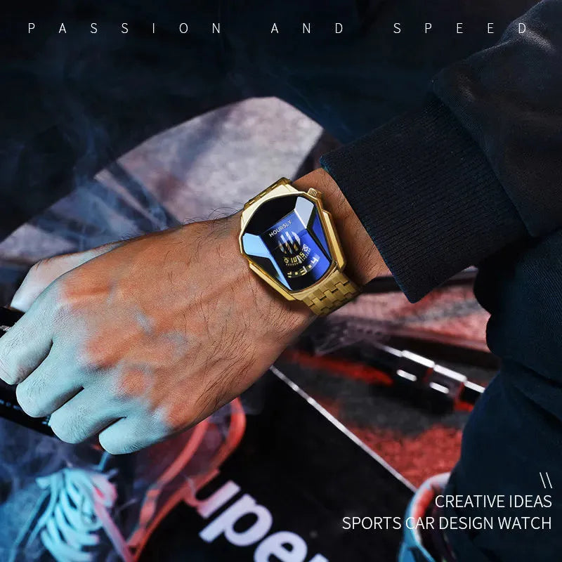 Ouro marca de luxo tendência legal relógio de pulso masculino tecnologia aço inoxidável moda relógio quartzo para homem 2024 relogio masculino