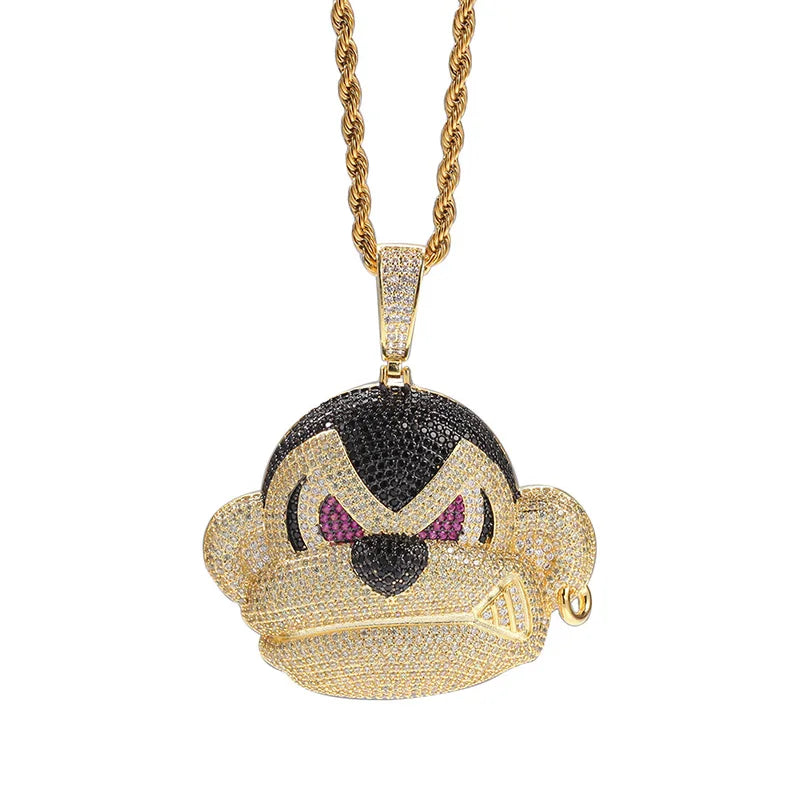 Hip hop garra configuração aaa + zircônia cúbica bling gelado gorila animal pingentes colares para homens rapper jóias transporte da gota