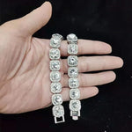 Iced Out Bling Hip Hop Colar de Corrente para Homens e Mulheres, Moda Charme Jóias, 12.5mm Largura Cadeia Quadrada