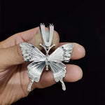 Masculino feminino hip hop iced out bling borboleta pingente colar com 13mm miami corrente cubana hiphop colares moda charme jóias