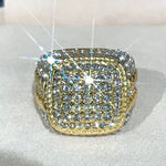 Huitan na moda hip hop rock anel masculino para festa luz cor de ouro completo bling gelado para fora cúbico micro pavimentado cz anéis presente jóias