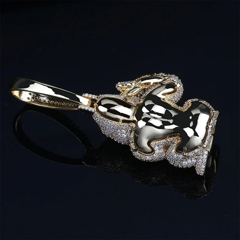 Hip hop micro pavimentado aaa zircônia cúbica bling gelado para fora animal gorila pingentes colar para homens rapper jóias cor de ouro