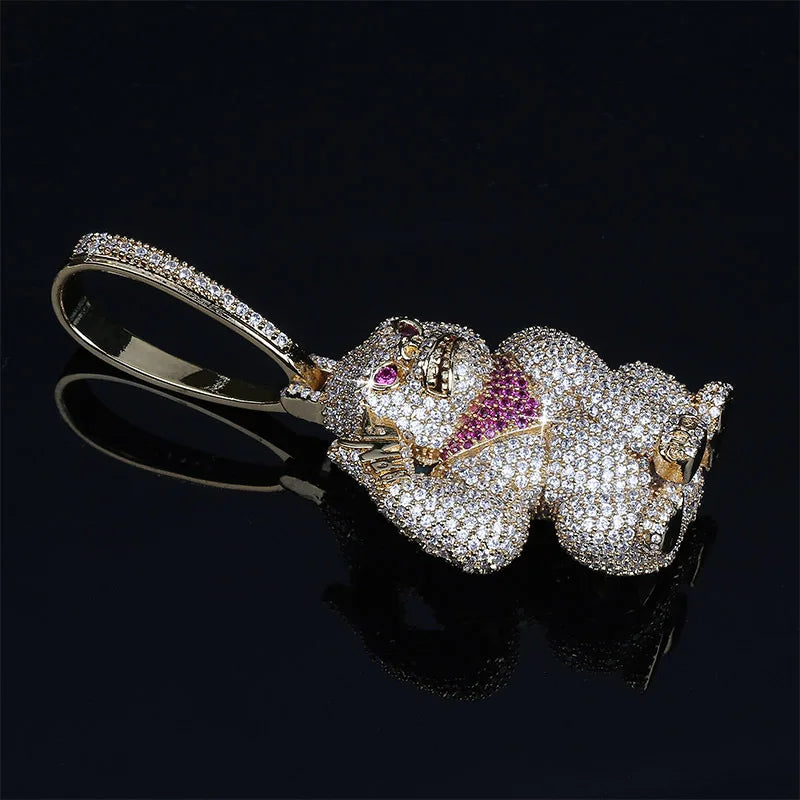 Hip hop micro pavimentado aaa zircônia cúbica bling gelado para fora animal gorila pingentes colar para homens rapper jóias cor de ouro