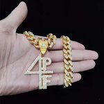 Masculino feminino hip hop 4pf carta pingente colar miami corrente cubana gelado para fora bling hiphop colares moda charme jóias