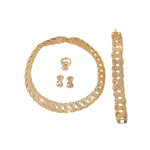 Moda 18k banhado a ouro conjunto de jóias dubai africano gargantilha colar brincos anéis casamento conjuntos de jóias de noiva para mulher