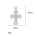 Hip hop 5a + cz pedra pavimentada bling gelo fora grande cruz pingentes colares para homens rapper jóias ouro prata cor transporte da gota