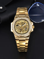 Longlux relógio masculino automático de luxo aço inoxidável atacado relógios mecânicos esqueleto à prova dwaterproof água relógio diamante homem