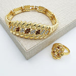 Conjunto de Jóias Banhado a Ouro Dubai para Mulheres, Design de Luxo, Colar Spike, Brincos, Pulseira, Anel, Festa de Casamento, Alta Qualidade