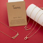 3 Pçs/set 12 Sinal Do Zodíaco Colares Set Para As Mulheres Constelação Pingente Cadeia Gargantilha Aniversário Jóias Com Cartão De Papelão