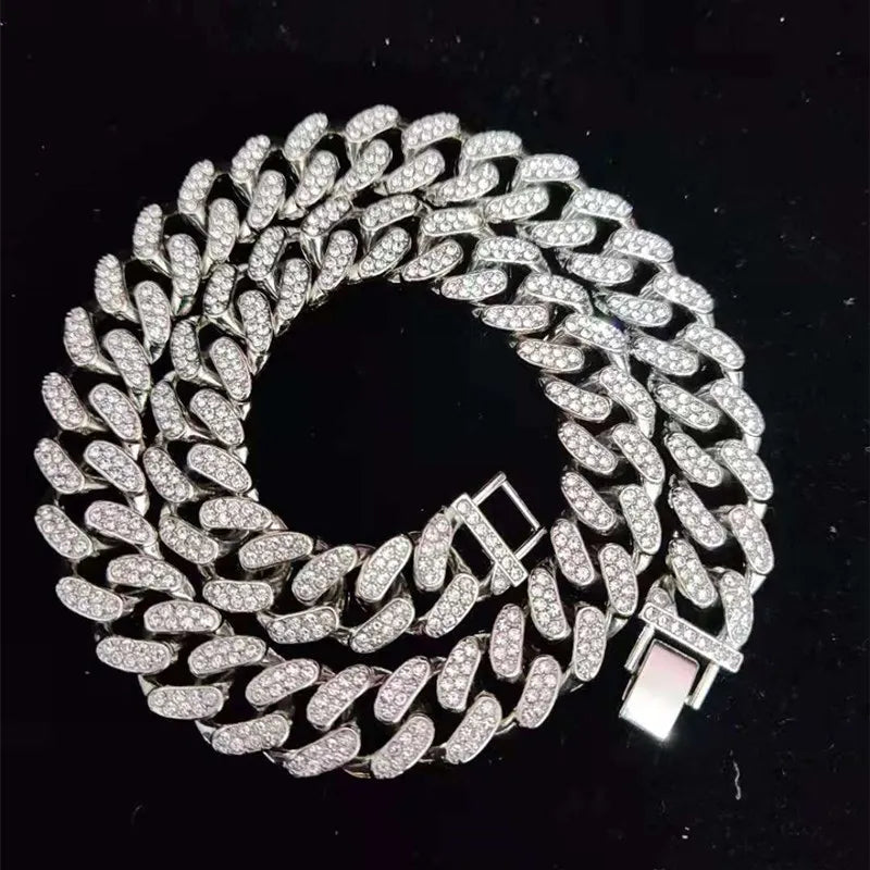 Colar com pingente de tubarão, tamanho grande, para homens, hip hop, joias brilhantes com cristal gelado, corrente cubana miami, joias da moda