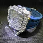 Relógio Cravejado com Pulseira de Borracha