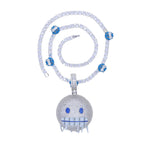 Colar gelado Bling Iceman para homens e mulheres, corrente de tênis, charme de expressão de esmalte azul, jóias Hip Hop, 5mm, CZ, moda, novo, 2024