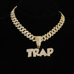 Pingentes com letras geladas Hip Hop, Corrente Cubana, AAA + Colares de Strass para homens e mulheres, Joias Rapper, 13mm