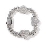 Uwin 10mm corrente cubana com coração baguette completo gelado zircão cúbico moda luxuosa gargantilha hiphop joias