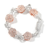 THE BLING KING Rose Flower Infinity Link Chain Colar Prong Configuração 5A Zircônia Cúbica Gargantilha HipHop Moda Jóias