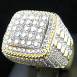 Huitan na moda hip hop rock anel masculino para festa luz cor de ouro completo bling gelado para fora cúbico micro pavimentado cz anéis presente jóias