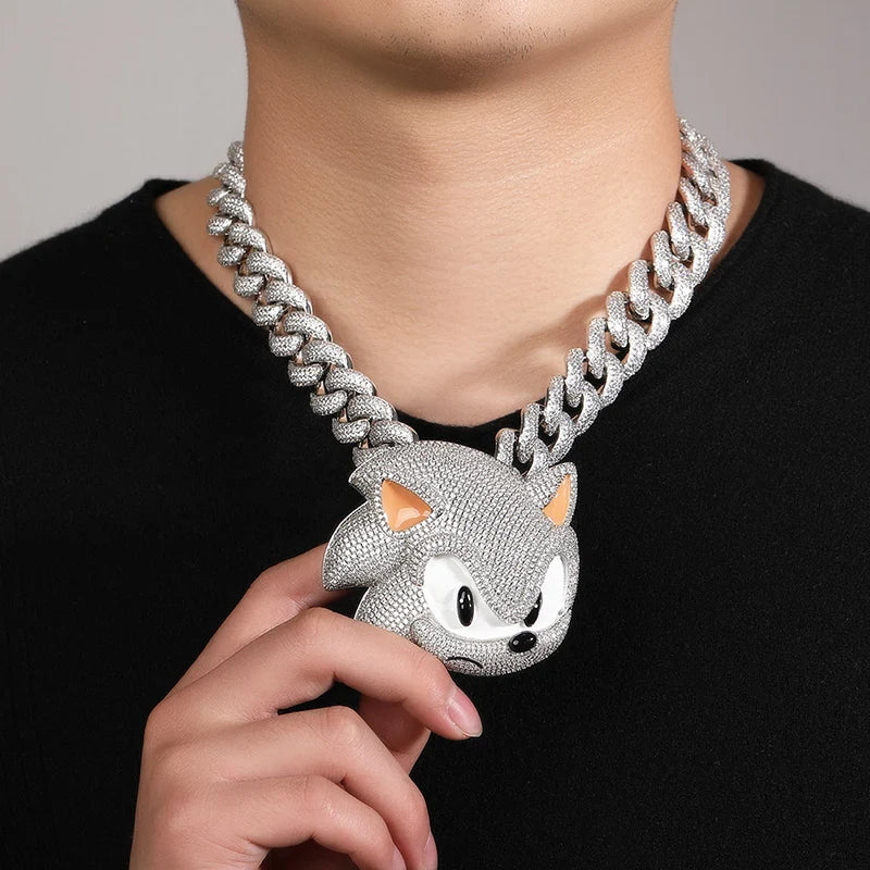 Hip hop 3a + cz pedra pavimentada bling gelado para fora luminoso personagens dos desenhos animados pingente colar para homens rapper clube jóias