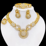 Dubai 18K banhado a ouro conjunto de jóias para mulheres, design clássico, colares, brincos, braceletes, anel, conjunto completo de jóias, tendências, 4pcs