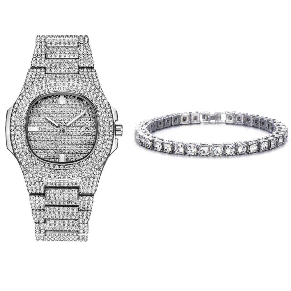 Relógio Cravejado + Pulseira