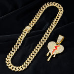 Hip hop iced out coração quebrado pingentes colar com miami cubana link corrente heartbreak colares masculino feminino rapper charme jóias
