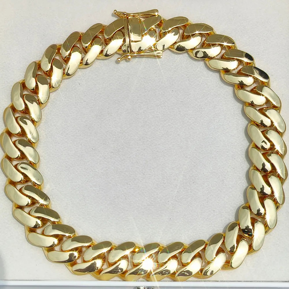 Atacado hip hop jóias 22mm latão cubana corrente luxo 18k banhado a ouro grande pesado sólido miami cubano colar para homem