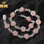 THE BLING KING Rose Flower Infinity Link Chain Colar Prong Configuração 5A Zircônia Cúbica Gargantilha HipHop Moda Jóias