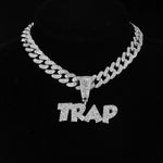 Pingentes com letras geladas Hip Hop, Corrente Cubana, AAA + Colares de Strass para homens e mulheres, Joias Rapper, 13mm