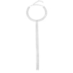 Colar em forma de T strass longo Tassel, personalizado e versátil, Europeu e Americano, Cadeia de Colavícula