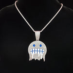 Hip Hop Iced Out Bling Emoji Forma Colar de Pingente para Homens e Mulheres, 13mm Largura, Corrente Cubana, Colares Hip Hop, Jóias Charme de Moda